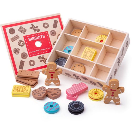 Pudełko na zabawki Bigjigs z drewnianymi ciasteczkami
