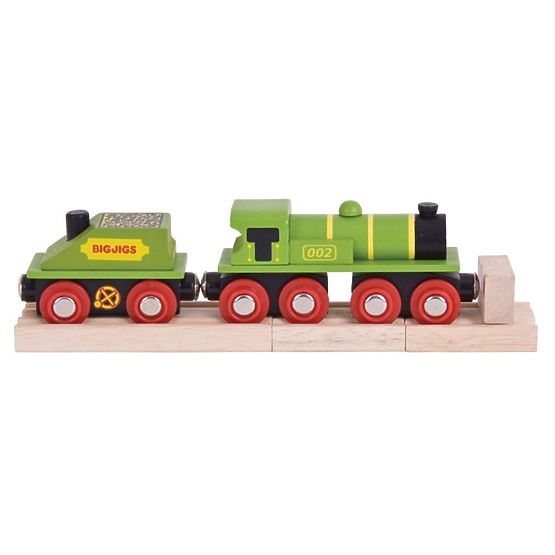 Lokomotywa Bigjigs Rail Green z tendrem + 3 tory