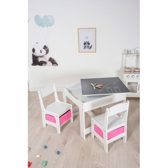Ourbaby dziecięcy stół z krzesłami z różowymi pudełkami