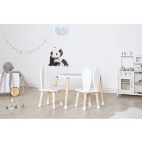 Dziecięcy stół z krzesłami - Uszka - biały, Ourbaby®