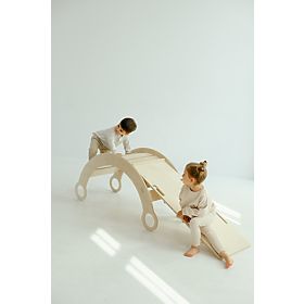 Drewniana huśtawka Montessori z zjeżdżalnią/ścianką wspinaczkową L - naturalna, baby wood