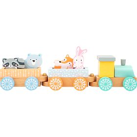 Drewniany tren Mała Stopka w pastelowych kolorach, small foot