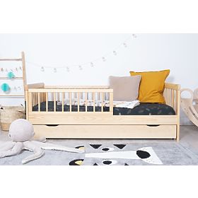 Łóżko dziecięce z barierką TEDDY - naturalne, Ourbaby®