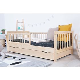 Łóżko dziecięce z barierką TEDDY - naturalne, Ourbaby®