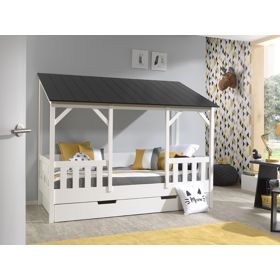Dziecięce łóżko w kształcie domku Charlotte - czarne