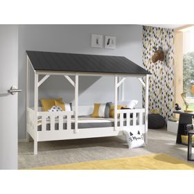 Dziecięce łóżko w kształcie domku Charlotte - czarne, VIPACK FURNITURE