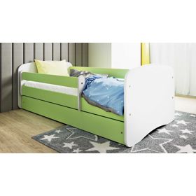 Łóżko dziecięce z barierką Ourbaby - zielono-białe