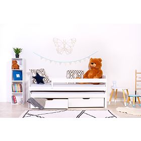 Dziecięce łóżko z wysuwanym łóżkiem i barierką Praktik - Białe, Ourbaby®