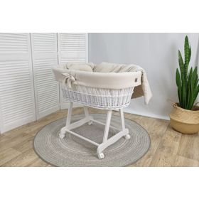 Wiklinowe łóżeczko z wyposażeniem dla niemowląt - beżowe, Ourbaby®