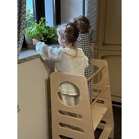 Wieża edukacyjna dla rodzeństwa DOUBLE M - naturalna, baby wood