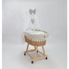 Łóżko wiklinowe z wyposażeniem dla dziecka - Kwiaty bawełniane, Ourbaby®